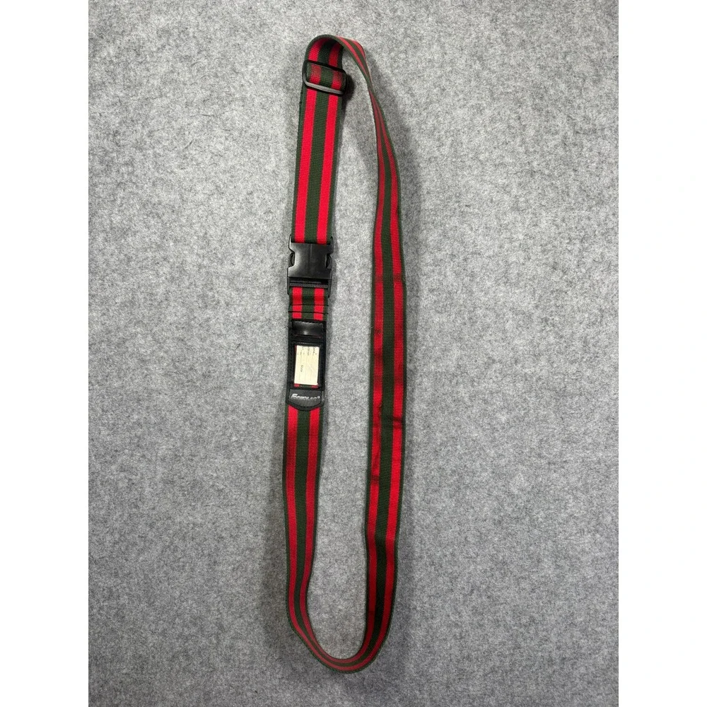 Echolac Unisex Vintage Luggage Strap OS Red Green Striped Webbing Buckle ID Tag